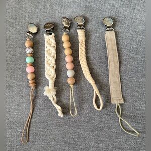 Assorted Pacifier Clips with Beads and Braids